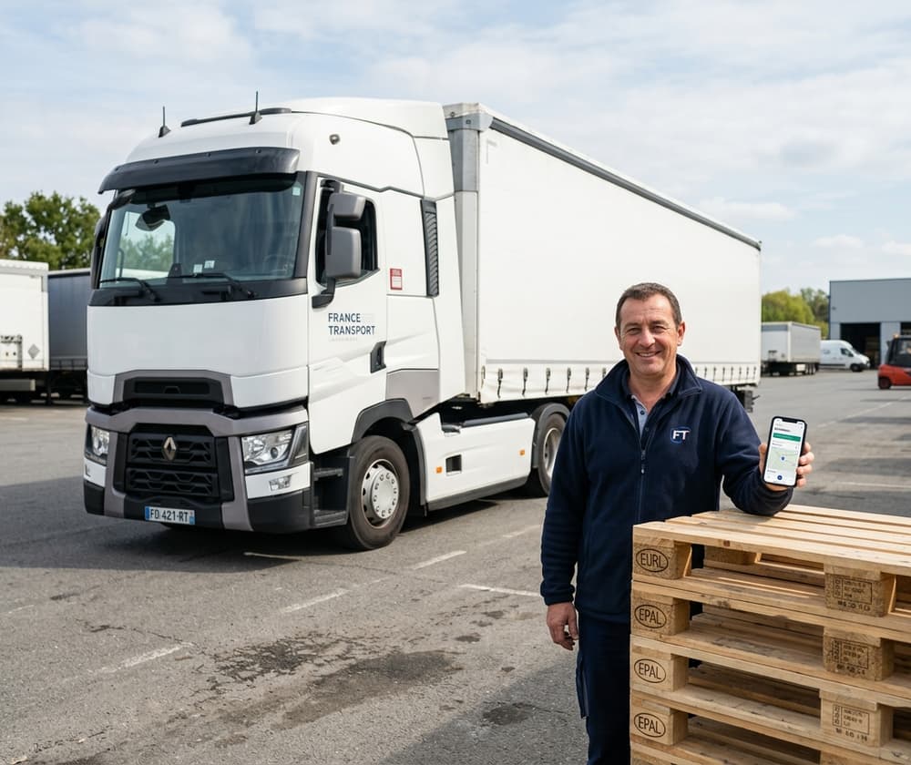 Chauffeur routier échange de palettes EUR UnfoldPal