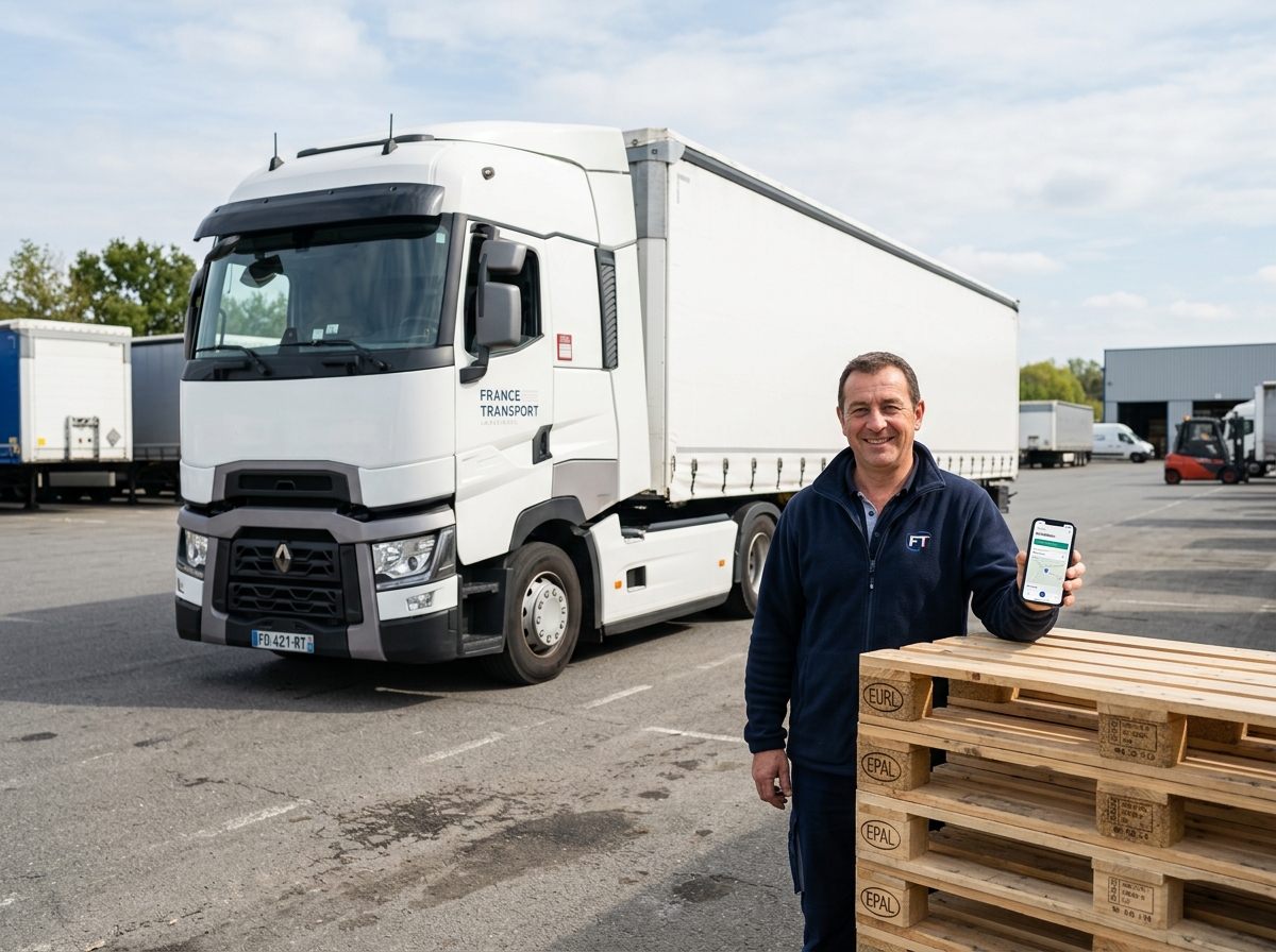 Chauffeur routier échange de palettes EUR UnfoldFlow
